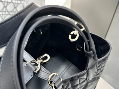  Small Dior Toujours Bag Black Macrocannage Calfskin #3619 - Image 13