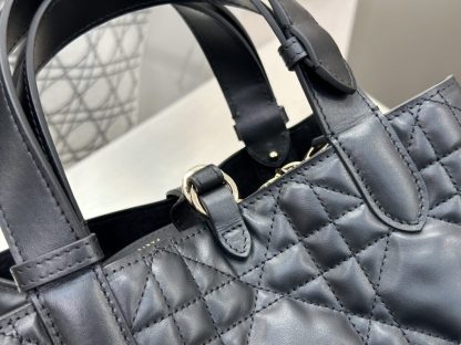  Small Dior Toujours Bag Black Macrocannage Calfskin #3619 - Image 10