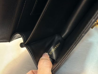  Mini Dior Ange Bag Latte Macrocannage Lambskin Black #3618 - Image 9