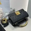 Mini Dior Ange Bag Latte Macrocannage Lambskin Black #3618 - Image 7