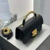  Mini Dior Ange Bag Latte Macrocannage Lambskin Black #3618 - Image 5