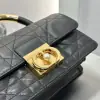  Mini Dior Ange Bag Latte Macrocannage Lambskin Black #3618 - Image 11