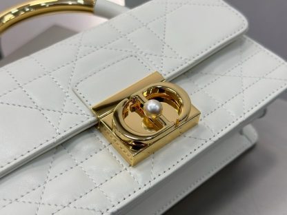 Mini Dior Ange Bag Latte Macrocannage Lambskin White #3617 - Image 2