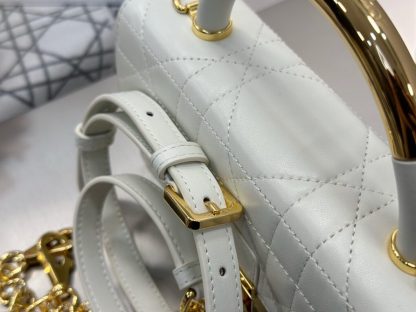  Mini Dior Ange Bag Latte Macrocannage Lambskin White #3617 - Image 13
