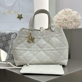 Replica Medium Dior Toujours Bag White Macrocannage Calfskin #3621