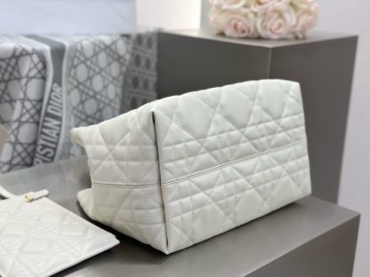  Medium Dior Toujours Bag White Macrocannage Calfskin #3621 - Image 5