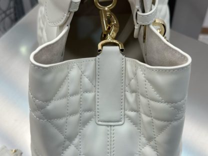  Medium Dior Toujours Bag White Macrocannage Calfskin #3621 - Image 17