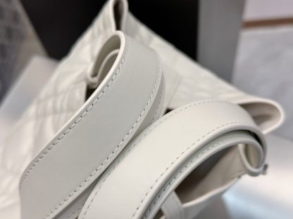  Medium Dior Toujours Bag White Macrocannage Calfskin #3621 - Image 15