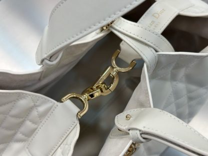  Medium Dior Toujours Bag White Macrocannage Calfskin #3621 - Image 13