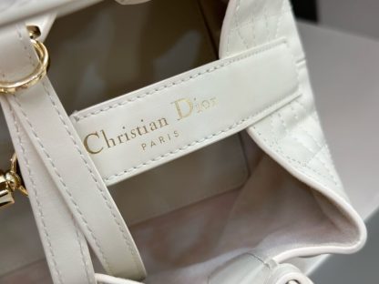  Small Dior Toujours Bag White Macrocannage Calfskin #3620 - Image 8