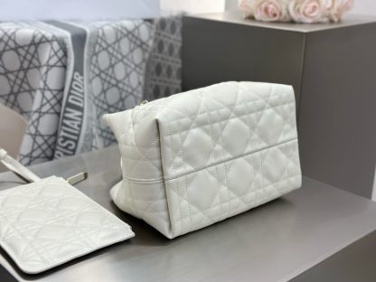  Small Dior Toujours Bag White Macrocannage Calfskin #3620 - Image 5