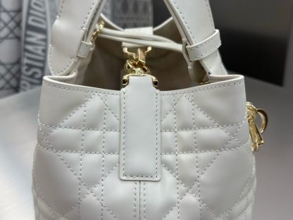  Small Dior Toujours Bag White Macrocannage Calfskin #3620 - Image 15