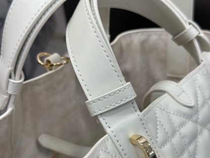  Small Dior Toujours Bag White Macrocannage Calfskin #3620 - Image 14