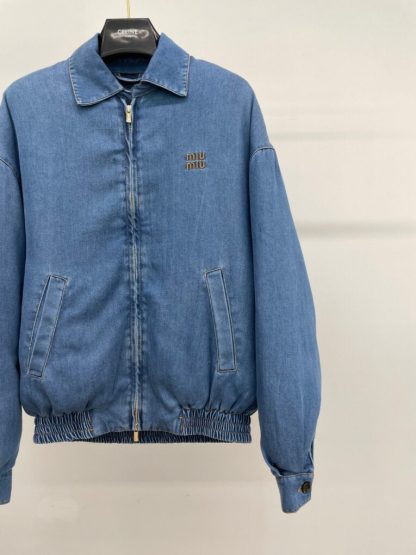  Miu Miu Denim down jacket Women's Navy Denim Outwear Coat #3703 - Image 3