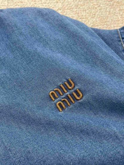  Miu Miu Denim down jacket Women's Navy Denim Outwear Coat #3703 - Image 7