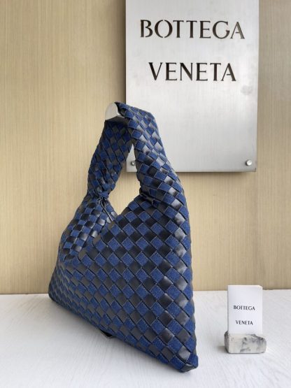  Bottega Veneta Small Hop Shoulder bag with Intrecciato craftsmanship in leather and denim #3655 - Image 3