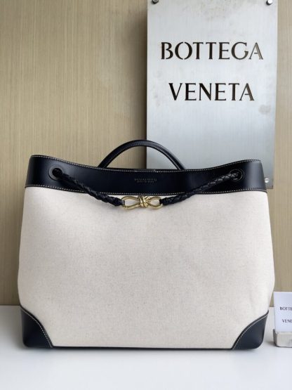  Bottega Veneta Canvas Large Andiamo Tote Bag Black with Canvas #3654 - Image 10