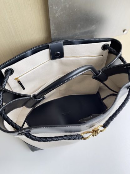  Bottega Veneta Canvas Large Andiamo Tote Bag Black with Canvas #3654 - Image 7