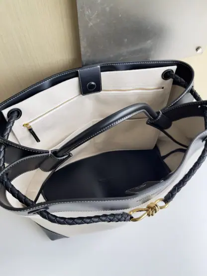 Bottega Veneta Canvas Large Andiamo Tote Bag Black with Canvas #3654 - Image 7