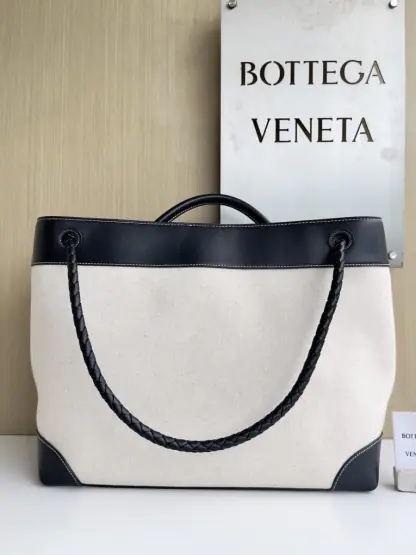  Bottega Veneta Canvas Large Andiamo Tote Bag Black with Canvas #3654 - Image 11