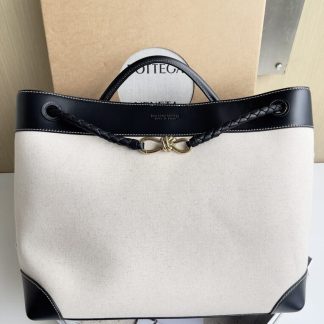 Replica Bottega Veneta Canvas Large Andiamo Tote Bag Black with Canvas #3654