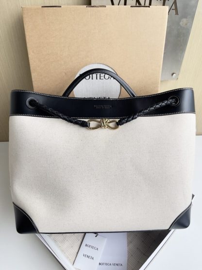 Replica Bottega Veneta Canvas Large Andiamo Tote Bag Black with Canvas #3654