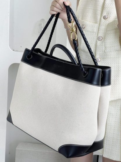  Bottega Veneta Canvas Large Andiamo Tote Bag Black with Canvas #3654 - Image 3