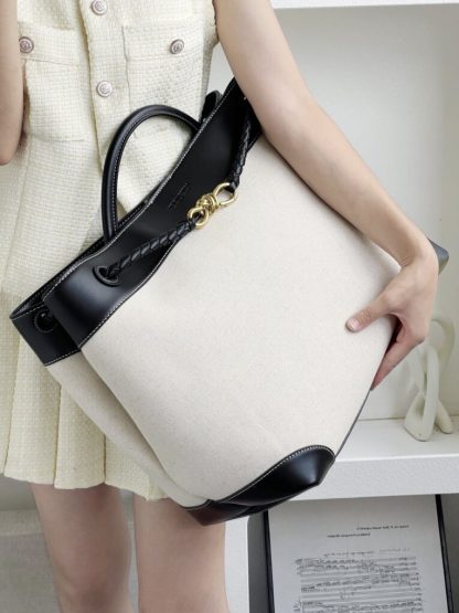  Bottega Veneta Canvas Large Andiamo Tote Bag Black with Canvas #3654 - Image 2