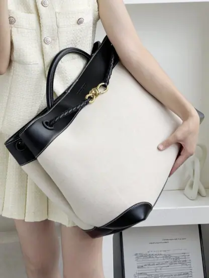  Bottega Veneta Canvas Large Andiamo Tote Bag Black with Canvas #3654 - Image 2