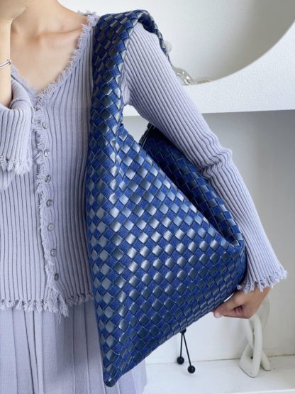  Bottega Veneta Large Hop Shoulder bag with Intrecciato craftsmanship in leather and denim #3656 - Image 2