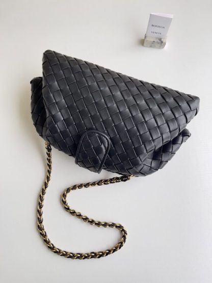  Bottega Veneta Teen Lauren 1980 With Chain Bag Black #3711 - Image 9