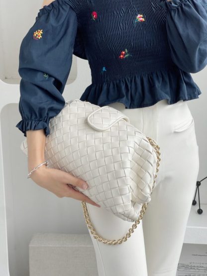  Bottega Veneta Teen Lauren 1980 With Chain Bag Sea salt #3716 - Image 12