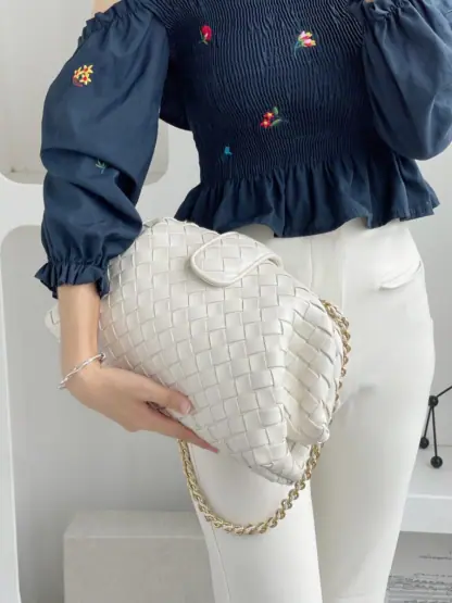  Bottega Veneta Teen Lauren 1980 With Chain Bag Sea salt #3716 - Image 12