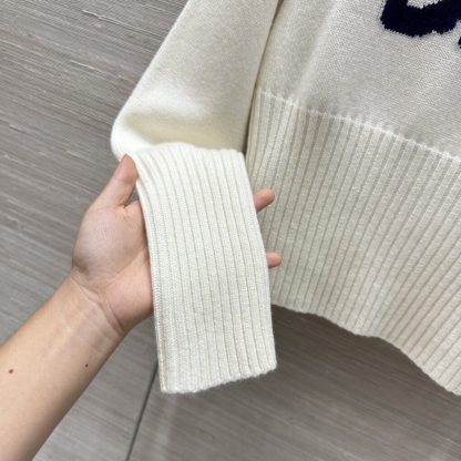  Dior DiorAlps Mock Neck Sweater Women's Miss Dior white Knit #3721 - Image 3