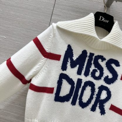  Dior DiorAlps Mock Neck Sweater Women's Miss Dior white Knit #3721 - Image 7