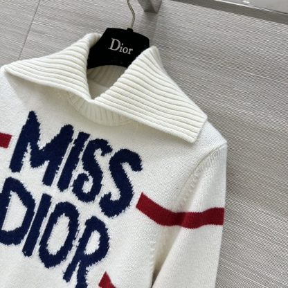  Dior DiorAlps Mock Neck Sweater Women's Miss Dior white Knit #3721 - Image 8