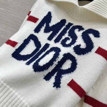  Dior DiorAlps Mock Neck Sweater Women's Miss Dior white Knit #3721 - Image 9