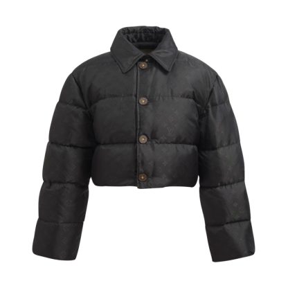 Replica Louis Vuitton Women's Cropped Monogram Down Puffer Jacket Black #3739