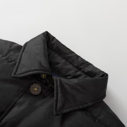  Louis Vuitton Women's Cropped Monogram Down Puffer Jacket Black #3739 - Image 7