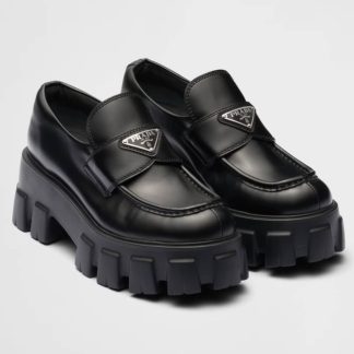 Replica PRADA Brushed leather Monolith loafers Shoes #3866