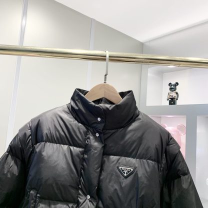  Prada Women's Re-Nylon cropped convertible down jacket Black #3844 - Image 5