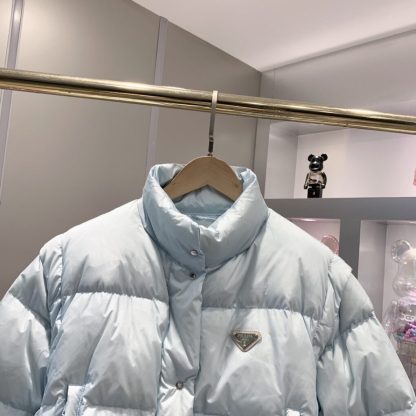  Prada Women's Re-Nylon cropped convertible down jacket Sky Blue #3843 - Image 5