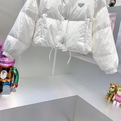 Prada Women's Re-Nylon cropped convertible down jacket White #3842 - Image 4