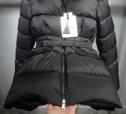 REPLICA MONCLER WOMEN'S BOED HOODED SHEARLING SHORT DOWN JACKET BLACK & BEIGE #3829 - Image 3