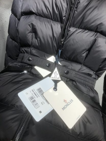 REPLICA MONCLER WOMEN'S BOED HOODED SHEARLING SHORT DOWN JACKET BLACK & BEIGE #3829 - Image 9