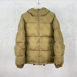 Replica GUCCI MEN'S JUMBO GG CANVAS DOWN JACKET KHAKI #3835