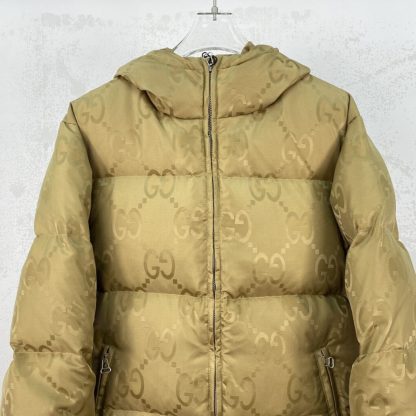  GUCCI MEN'S JUMBO GG CANVAS DOWN JACKET KHAKI #3835 - Image 6