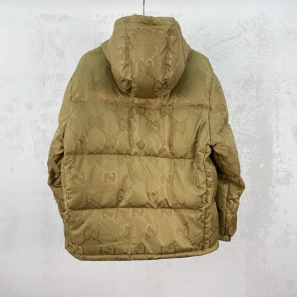  GUCCI MEN'S JUMBO GG CANVAS DOWN JACKET KHAKI #3835 - Image 7