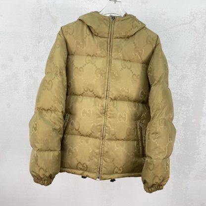 GUCCI MEN'S JUMBO GG CANVAS DOWN JACKET KHAKI #3835 - Image 8
