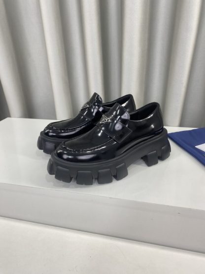  PRADA Brushed leather Monolith loafers Shoes #3866 - Image 9